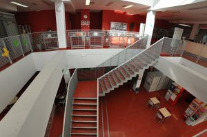 View of the hall and exhibition area on the first floor